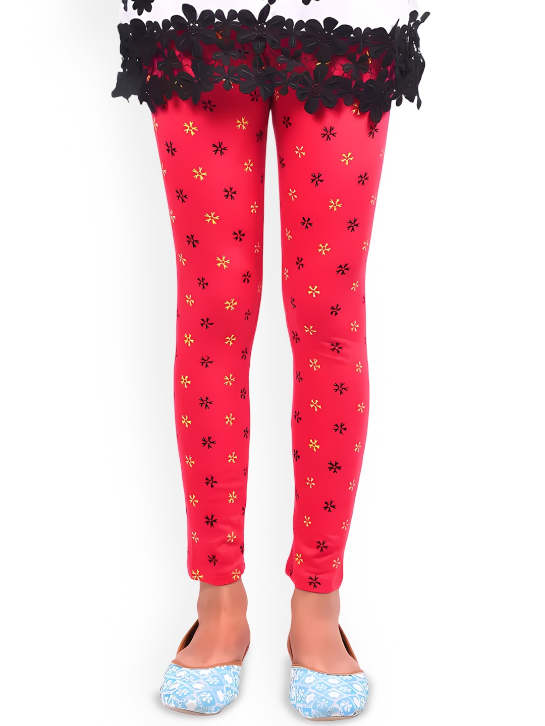 

BAESD Girls Printed Ankle Length Leggings, Red