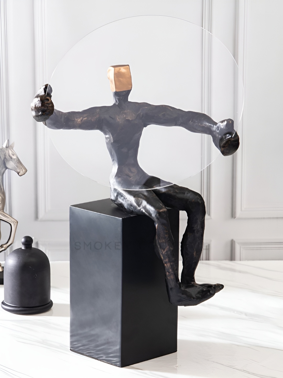 

SMOKEY COCKTAIL Transparent & Black Figurine Life Is Transparent Showpiece
