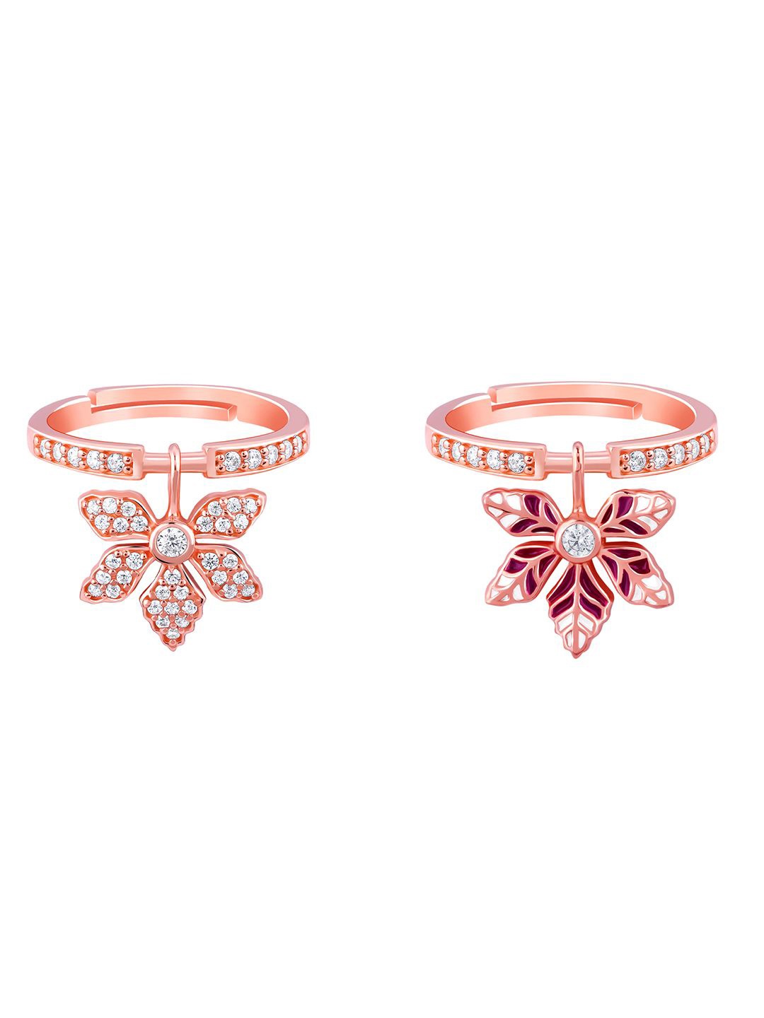 

GIVA Set Of 2 925 Silver Rose Gold-Plated Stone-Studded Ring