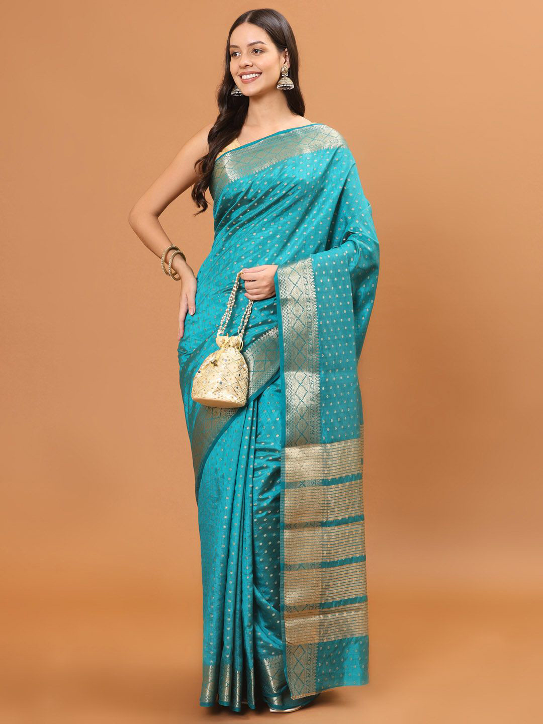

Meena Bazaar Woven Design Zari Art Silk Saree, Blue