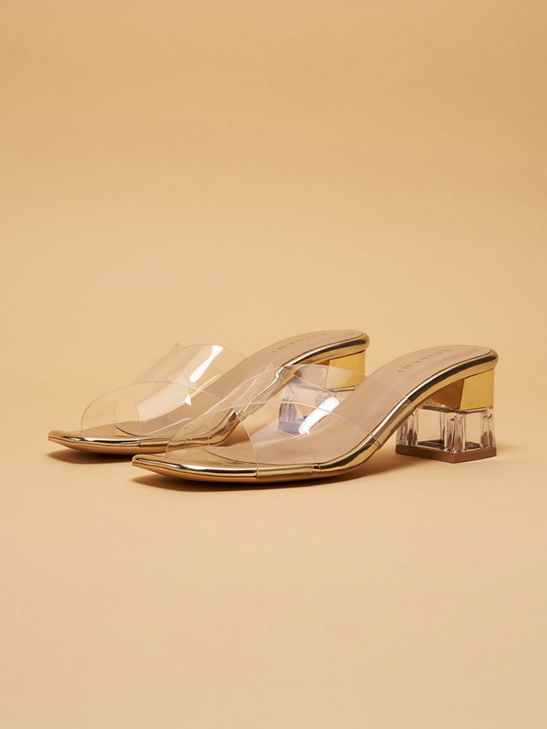 

ERIDANI Jacky Transparent Heels, Gold