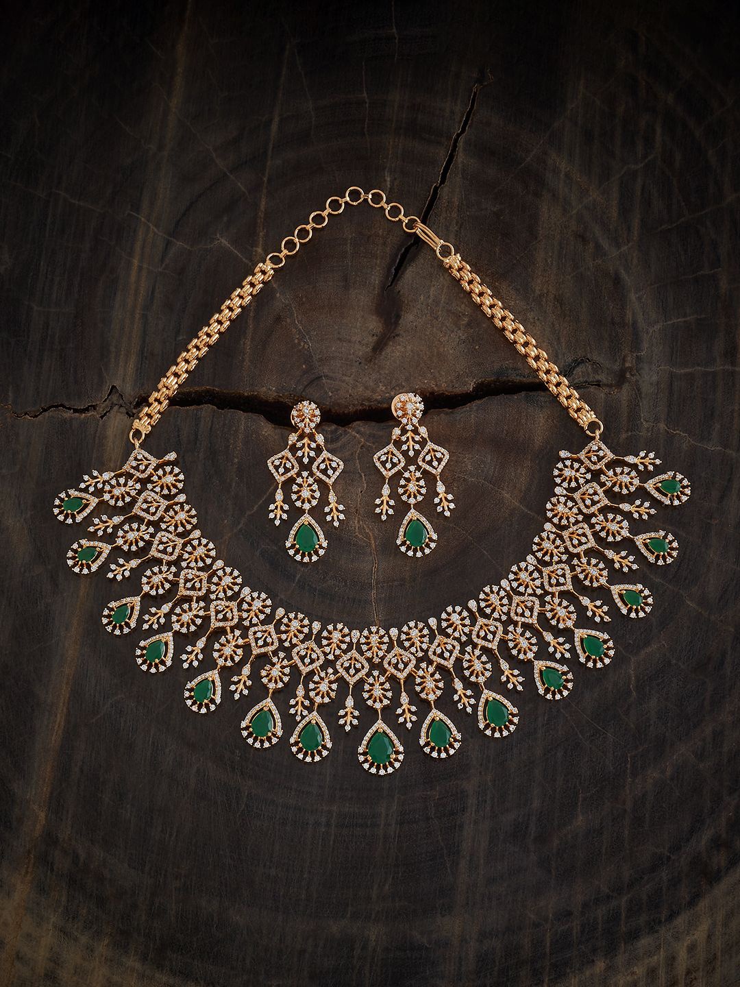 

Kushal's Fashion Jewellery Gold-Plated Cubic Zirconia-Studded Jewellery Set