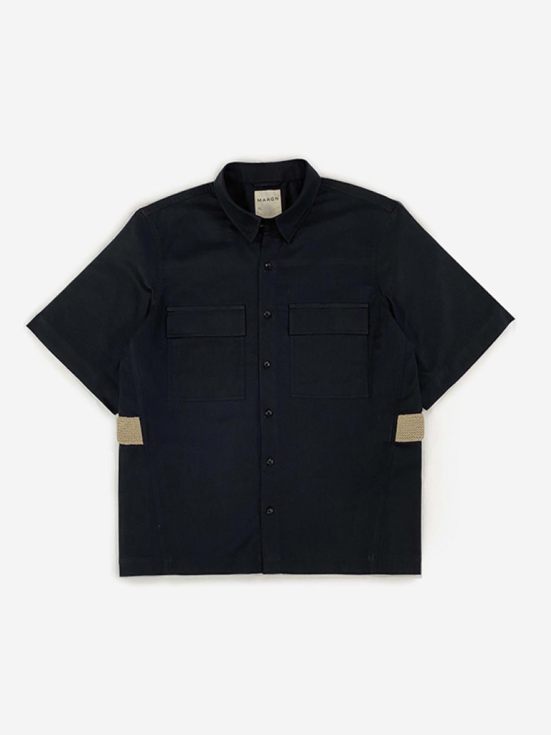 

MARGN Men Relaxed Spread Collar Solid Cotton Casual Shirt, Black
