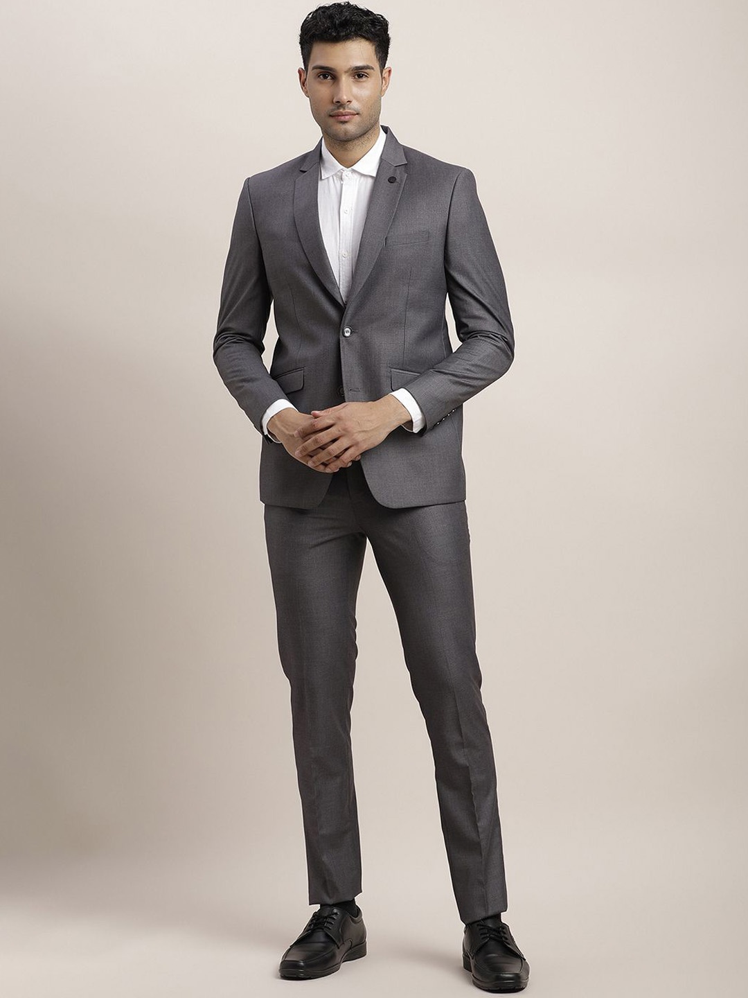 

Turtle Men Slim-Fit Single-Breasted Two-Piece Formal Suit, Grey