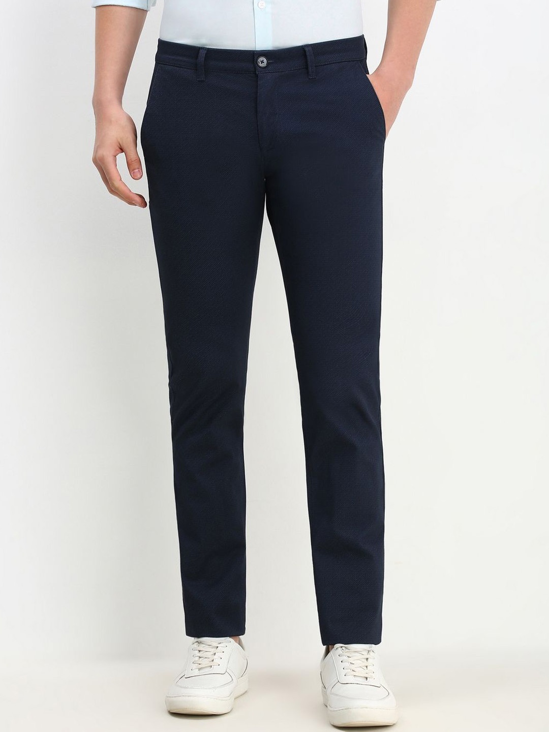 

Allen Solly Men Solid Slim Fit Trouser, Navy blue