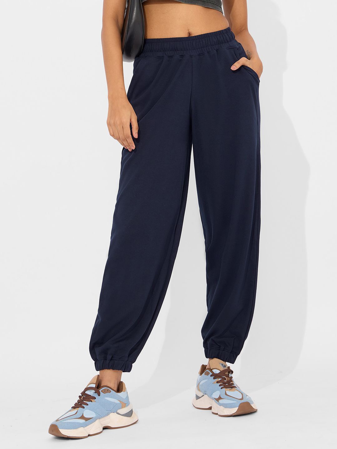 

The Souled Store Women Mid-Rise Solid Joggers, Navy blue