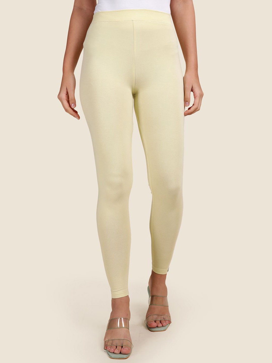 

TWIN BIRDS Women Solid Super Stretch Viscose Ankle Length Leggings, Yellow