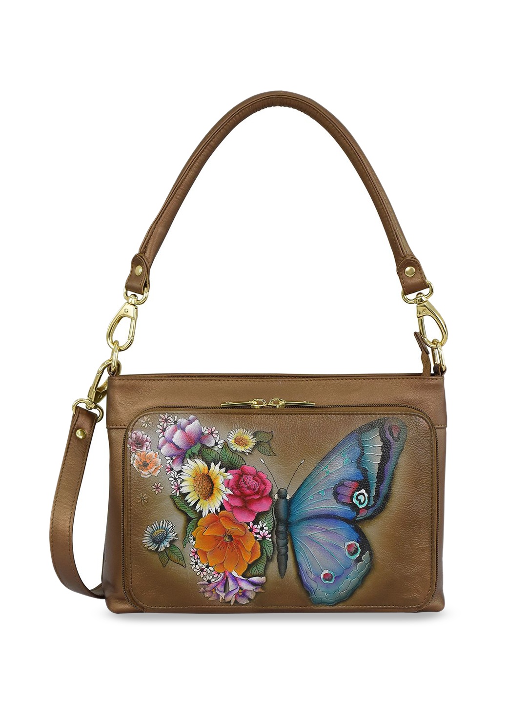 

Anuschka Women Floral Leather Structured Shoulder Bag, Bronze