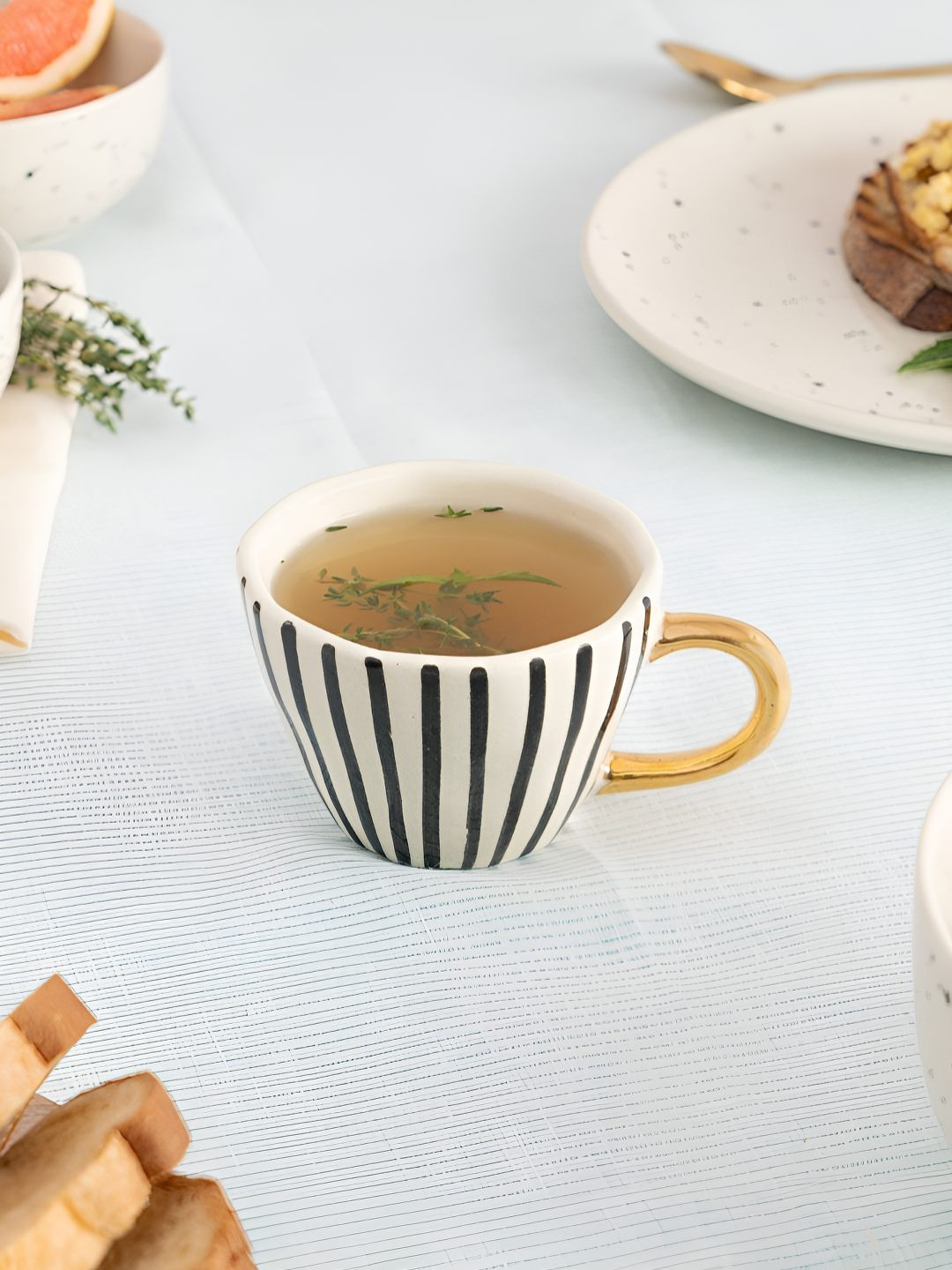 

haus & kinder White & Black Printed Ceramic Matte Cups 240ml