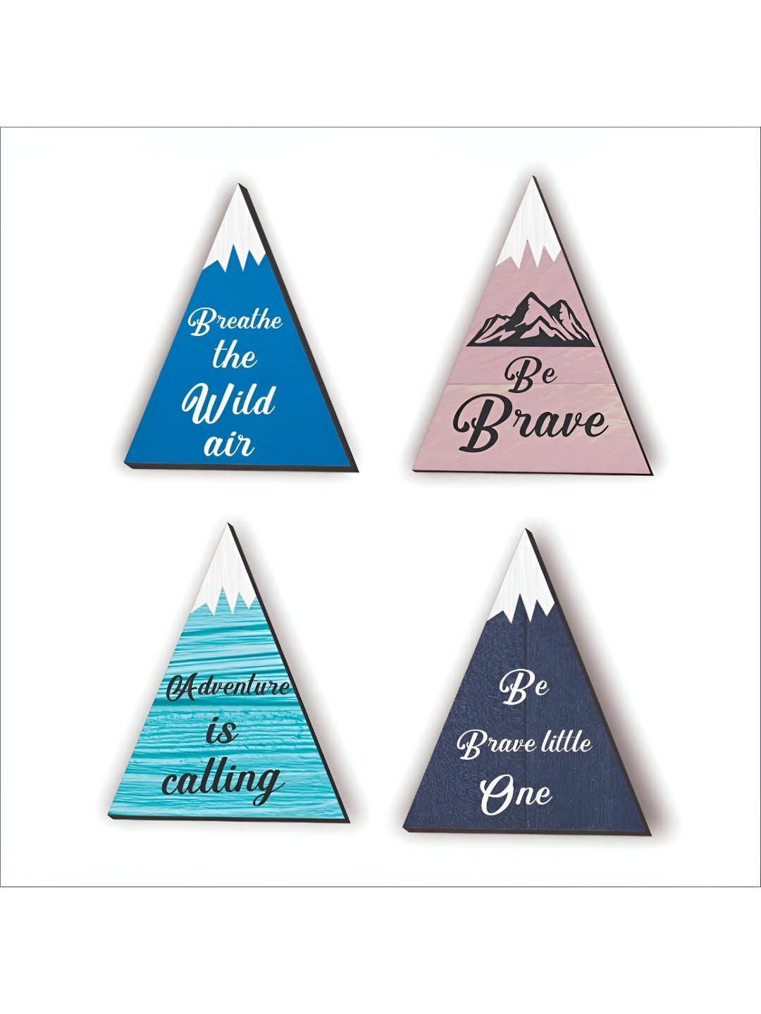 

CVANU Blue & Pink 4 Pieces Printed Wooden Wall Hanging