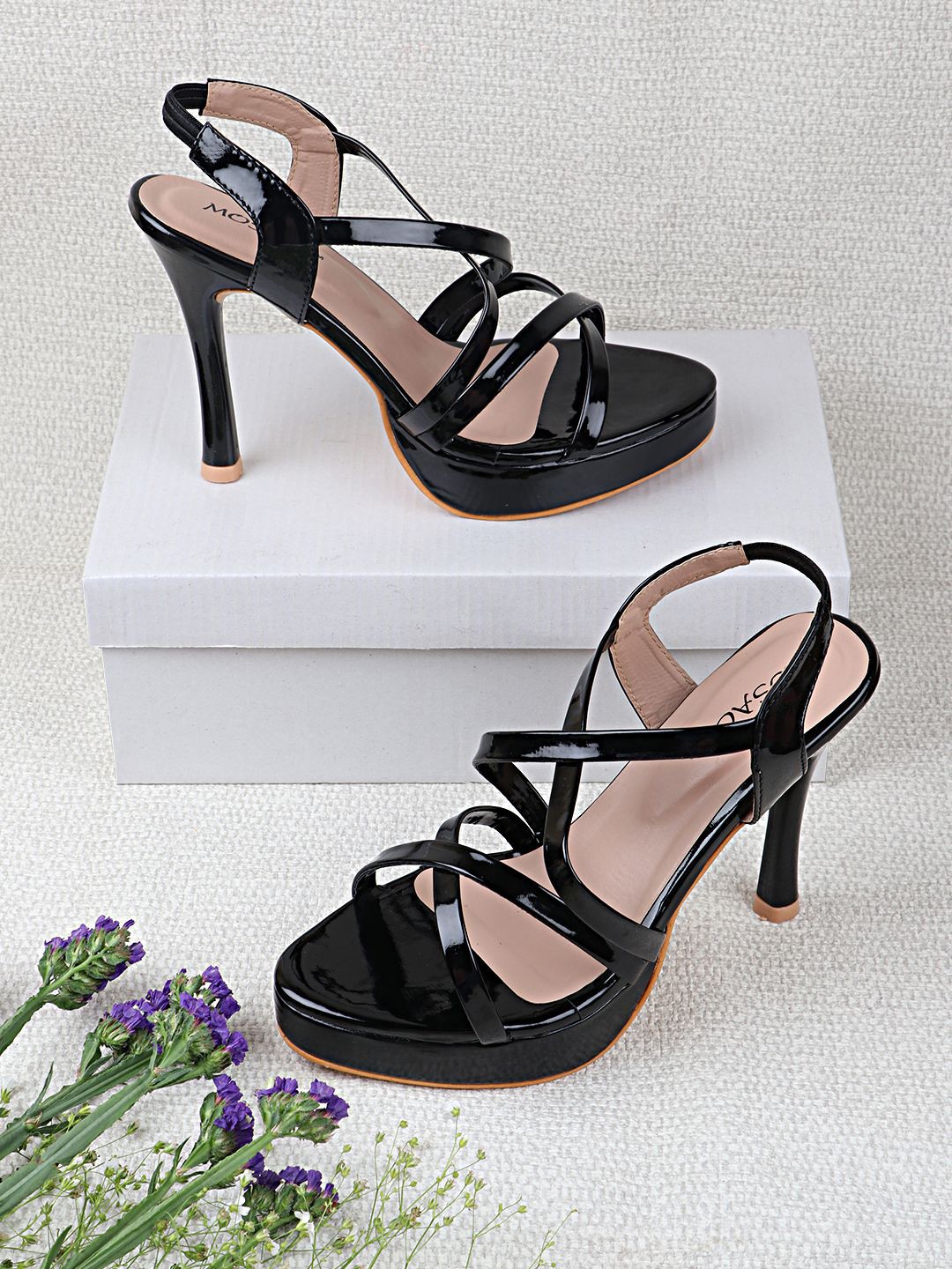 

MOSAC High-Top Stiletto Sandals, Black