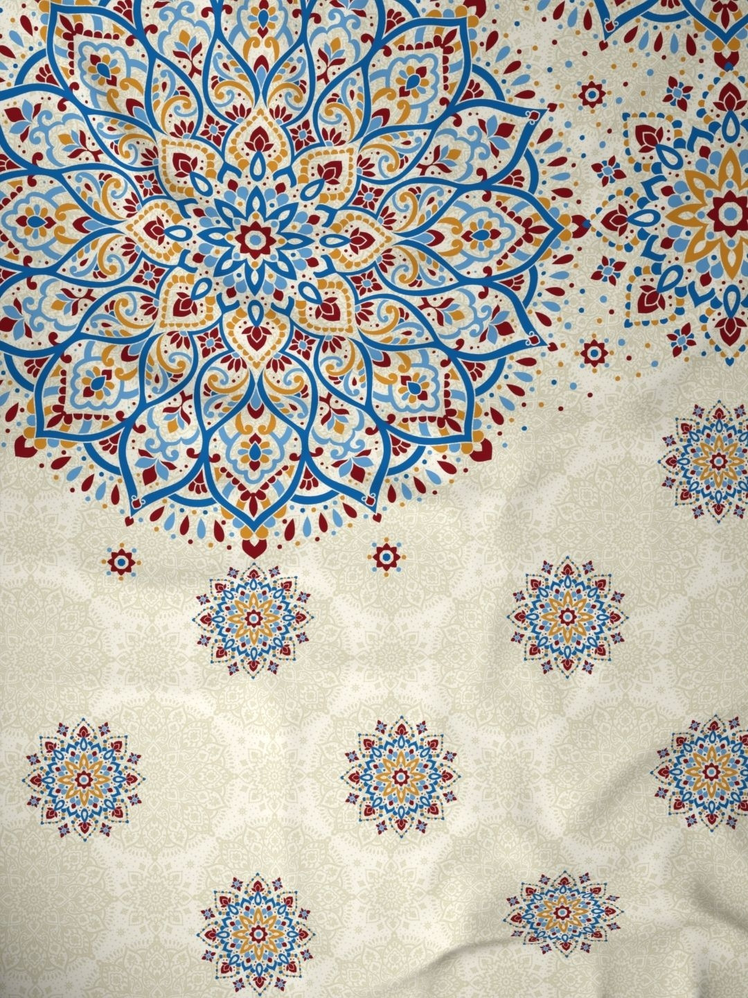 

Raymond Home Shubham White Ethnic Motifs 120 TC Cotton King Bedsheet & 2 Pillow Covers