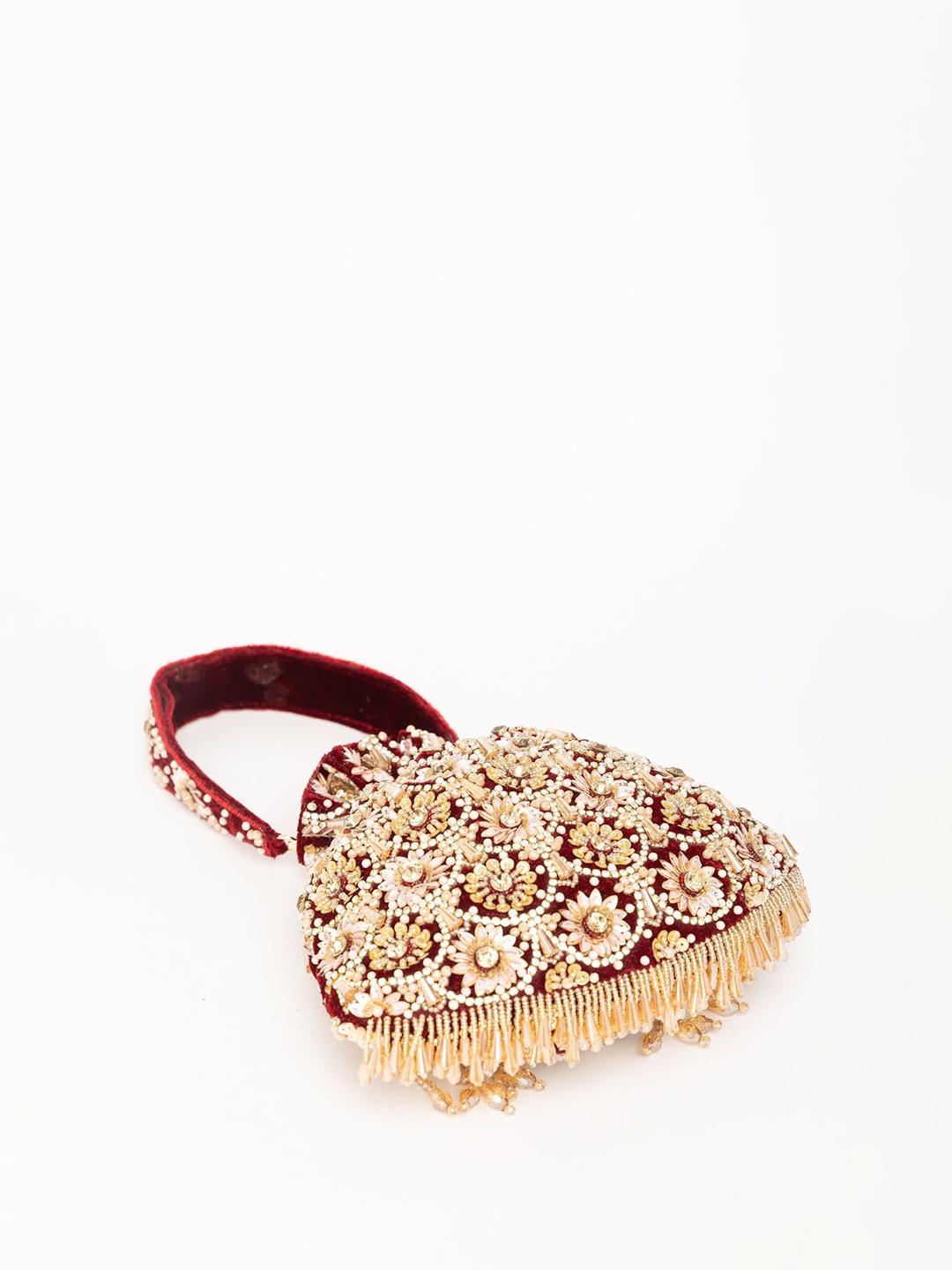 

EENA Embroidered Potli Clutch, Red