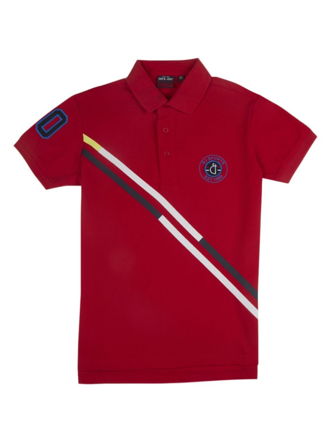 

Gini and Jony Boys Striped Polo Collar Cotton T-shirt, Red