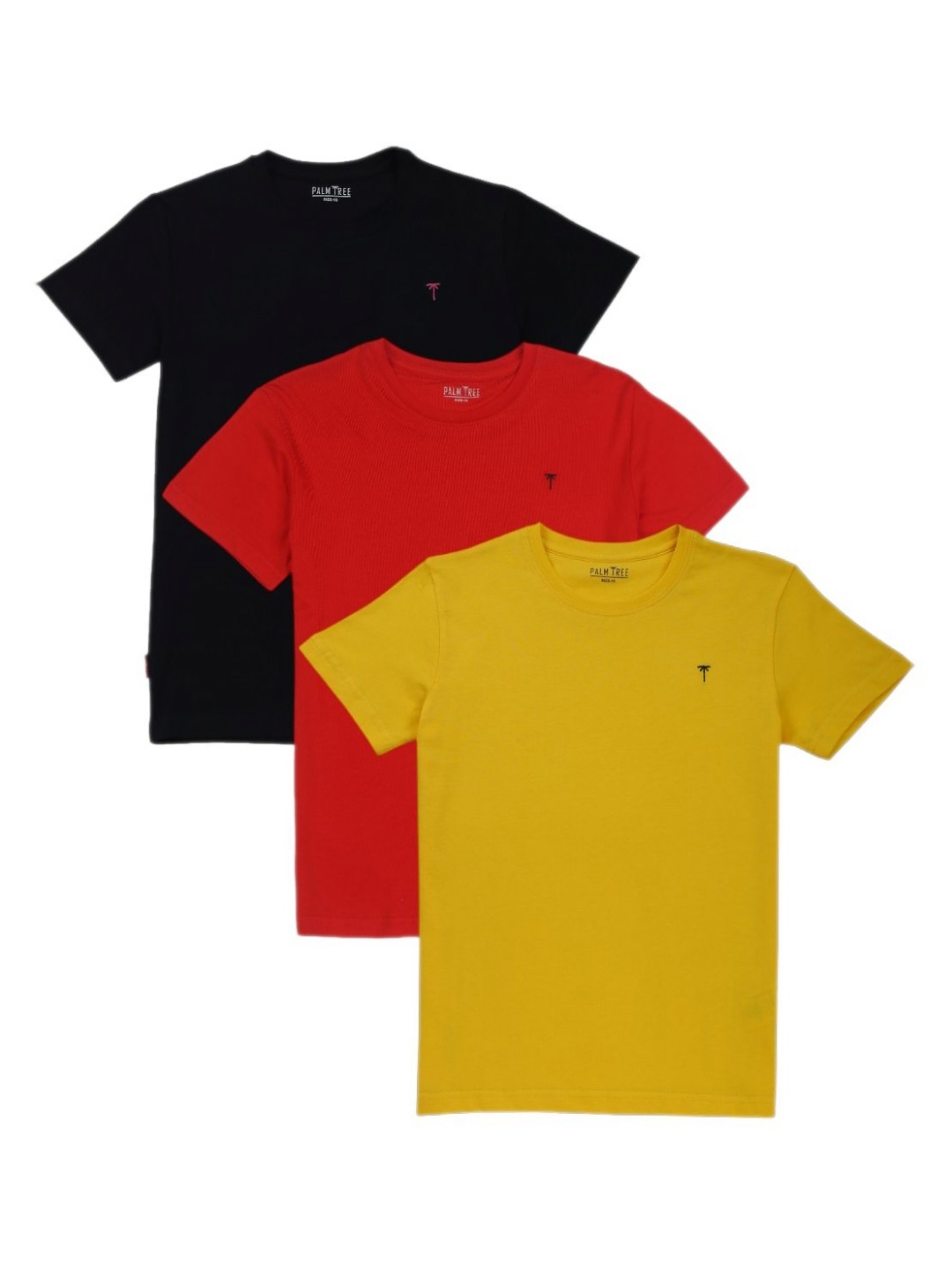 

Palm Tree Boys Pack Of 3 Cotton Brand Logo T-shirt, Multi