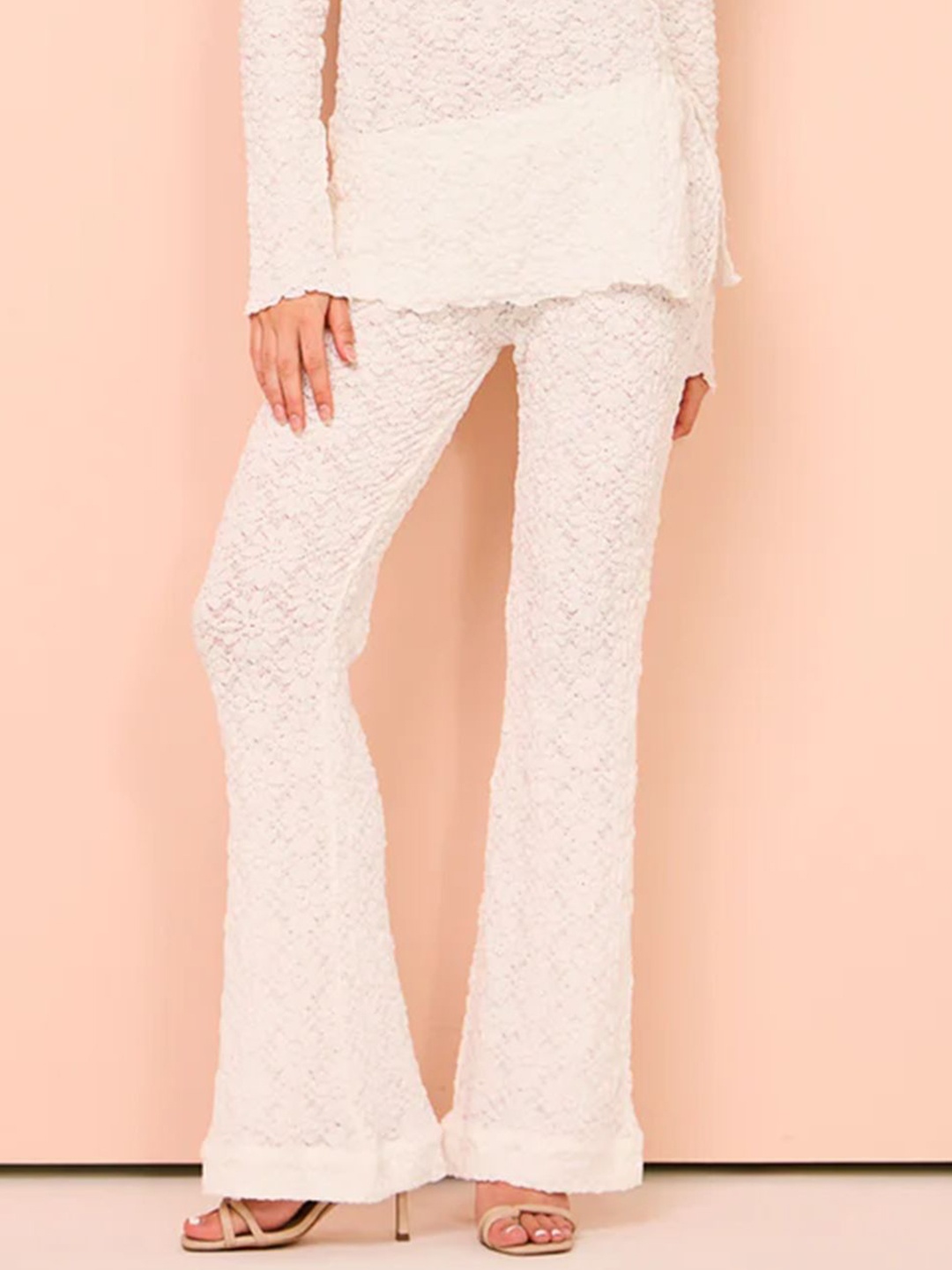 

LULU & SKY Self Design Top with Trousers, White