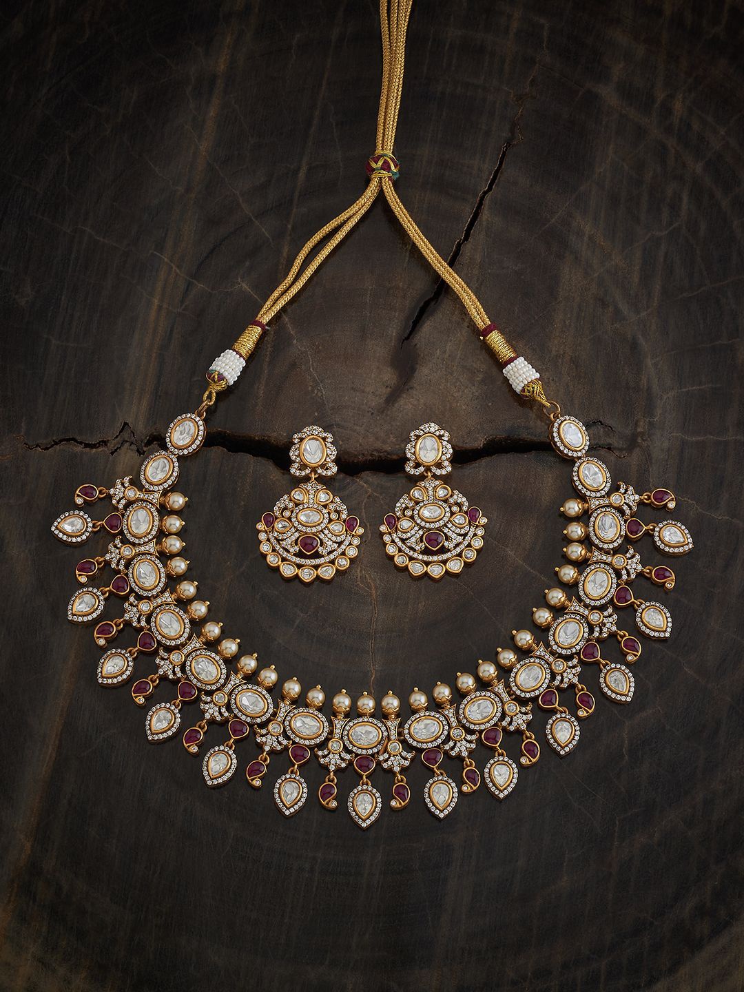 

Kushal's Fashion Jewellery Kundan Studded & Beaded Jewellery Set, Gold