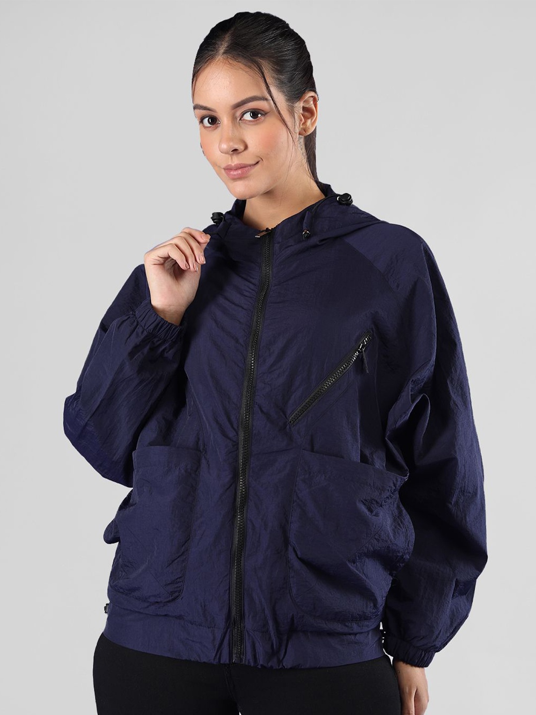 

CHKOKKO Women Running Sporty Jacket, Navy blue