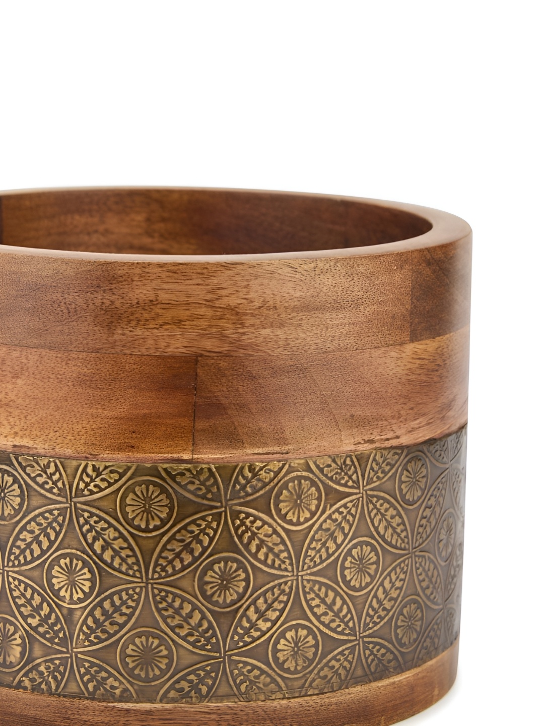 

Fabindia Kanchan Brown Floral Textured Wooden Table Planter