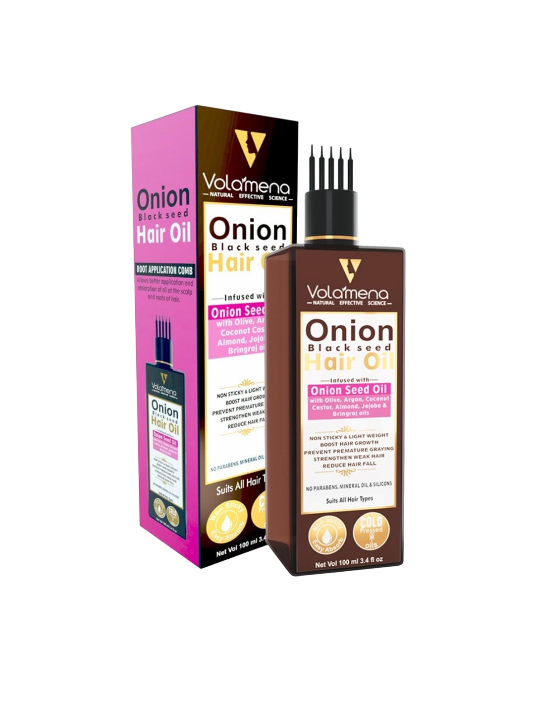 

Volamena Onion Black Seed Hair Oil To Strengthen Weak Hair 100 ml, Transparent