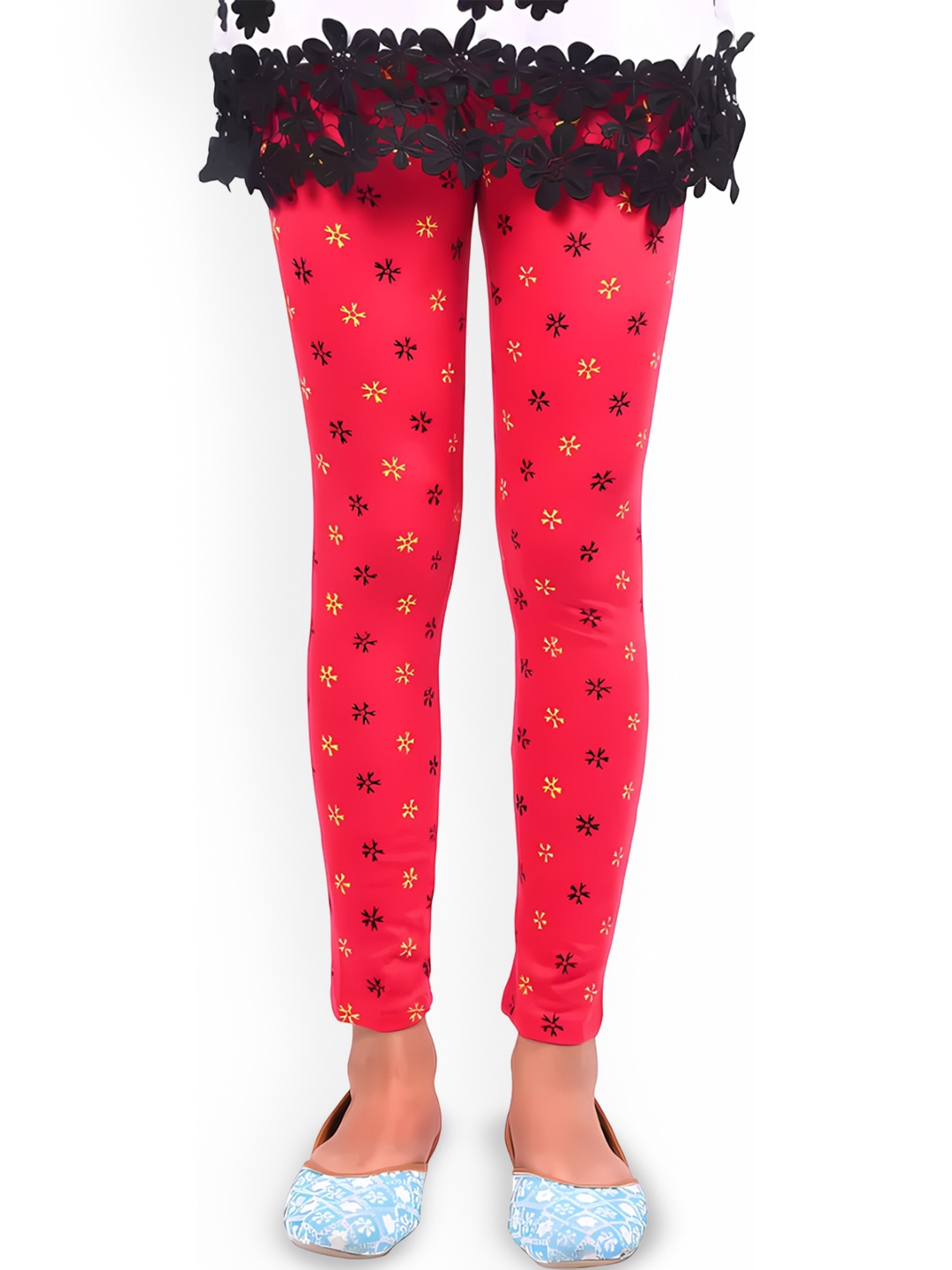 

FRENCH KLEIDER Printed Mid-Rise Ankle-Length Leggings, Red