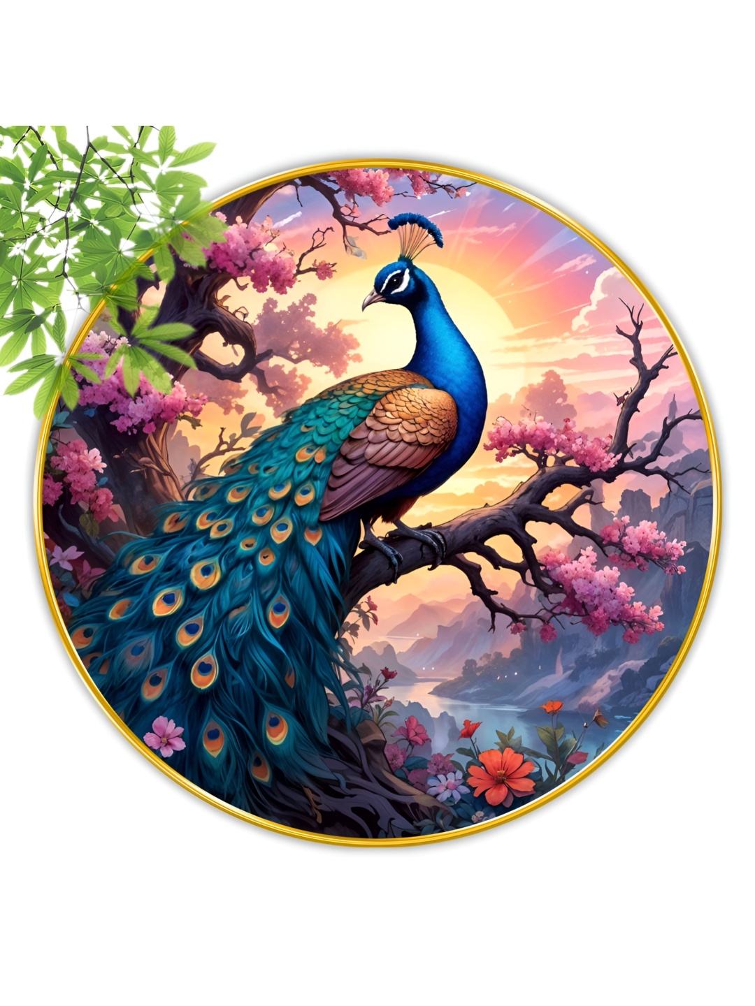 

SAF Blue & Green Peacock Wooden Wall Paintings