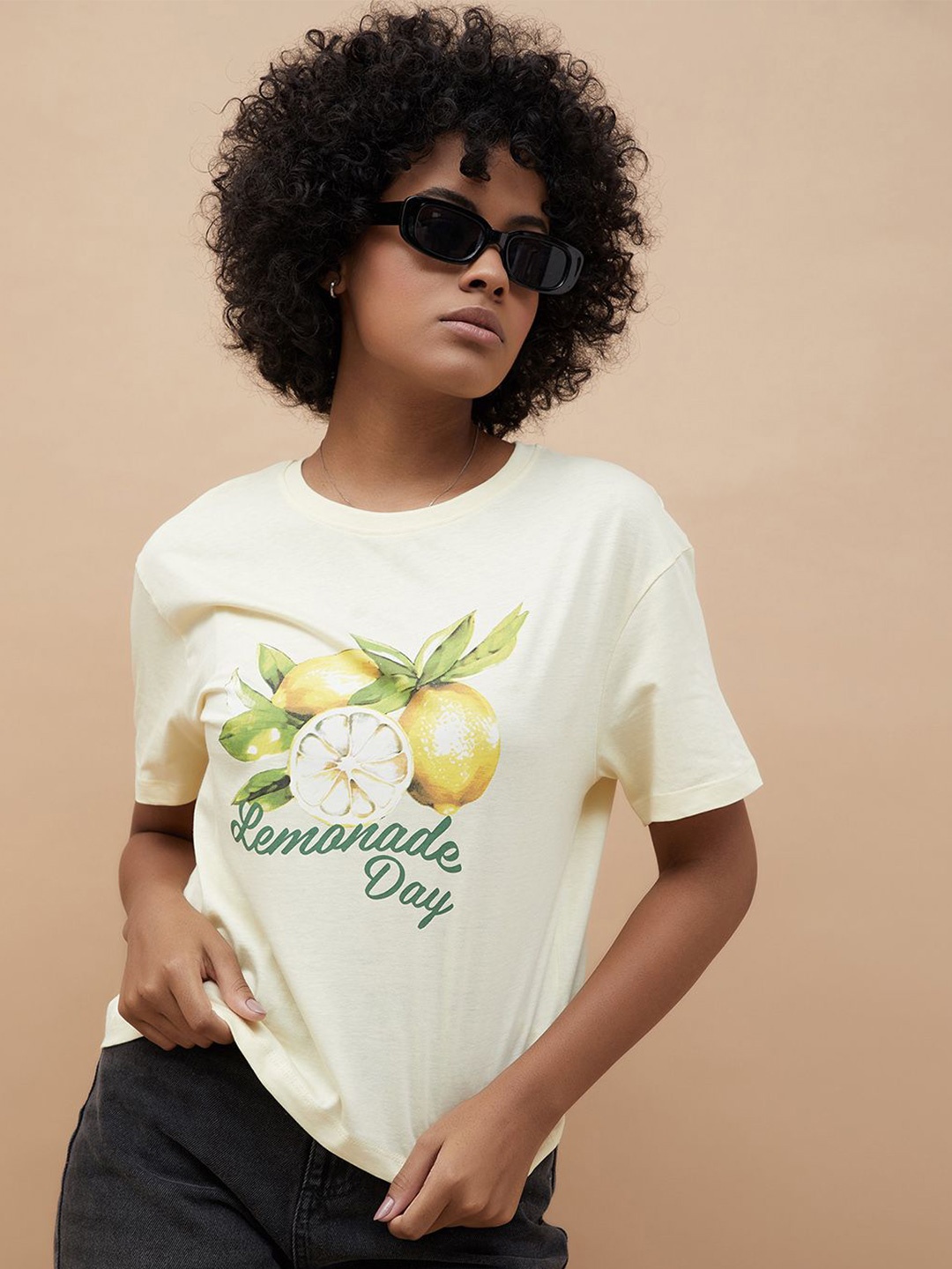 

Fame Forever by Lifestyle Floral Cotton Top, Yellow