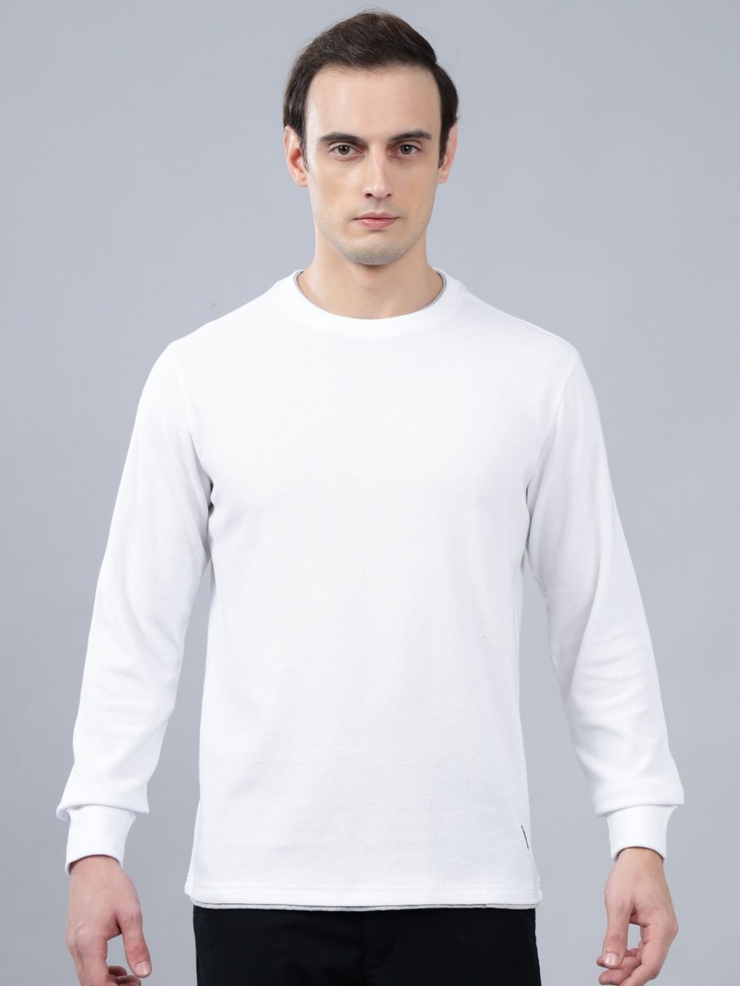 

Cantabil Men Regular Fit Self Design T-shirt, White