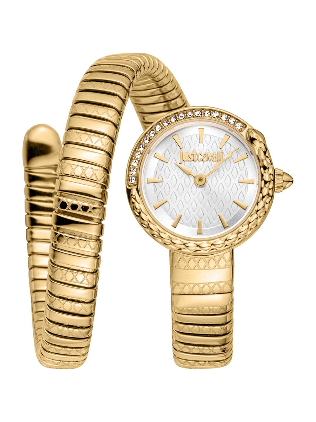 

Just Cavalli Unisex cerchio snake Embellished Dial & Wrap Around Straps Watch JC1L301M0025, Silver