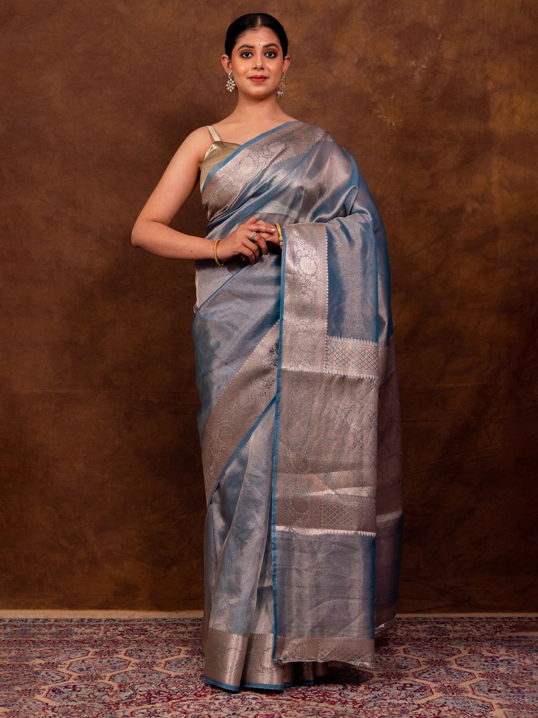 

KALINI Zari Tissue Banarasi Saree, Blue