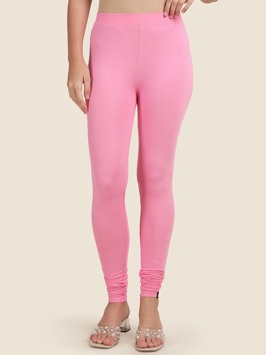 

TWIN BIRDS Women Solid Super Stretch Viscose Churidar Length Leggings, Pink