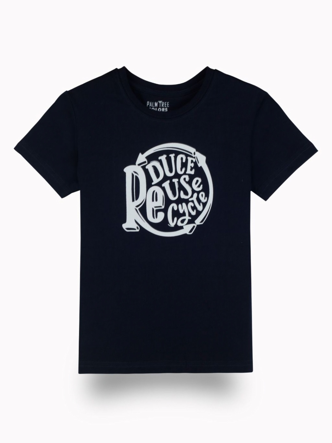 

Palm Tree Boys Typography Printed Round Neck Cotton T-shirt, Navy blue