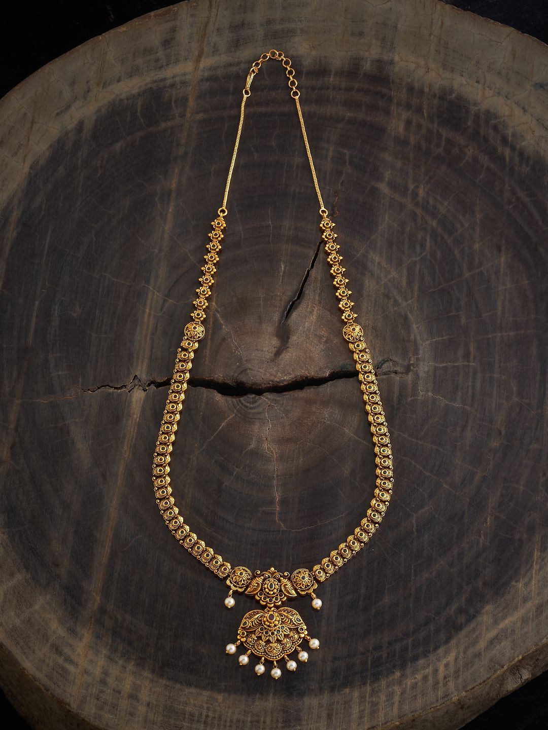 

Kushal's Fashion Jewellery Gold-Plated Stones Studded Antique Necklace