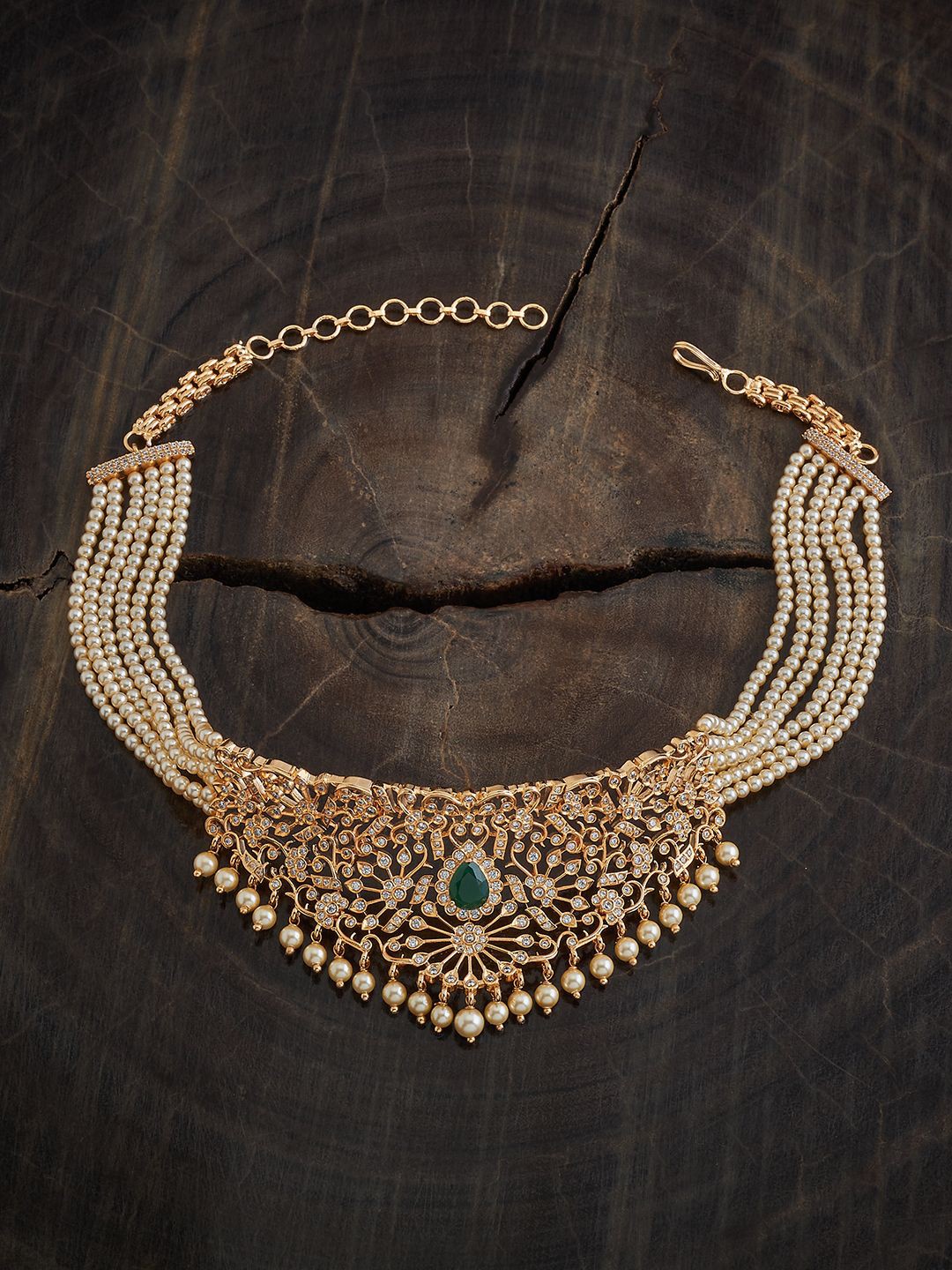 

Kushal's Fashion Jewellery Gold-Plated Cubic Zirconia Necklace