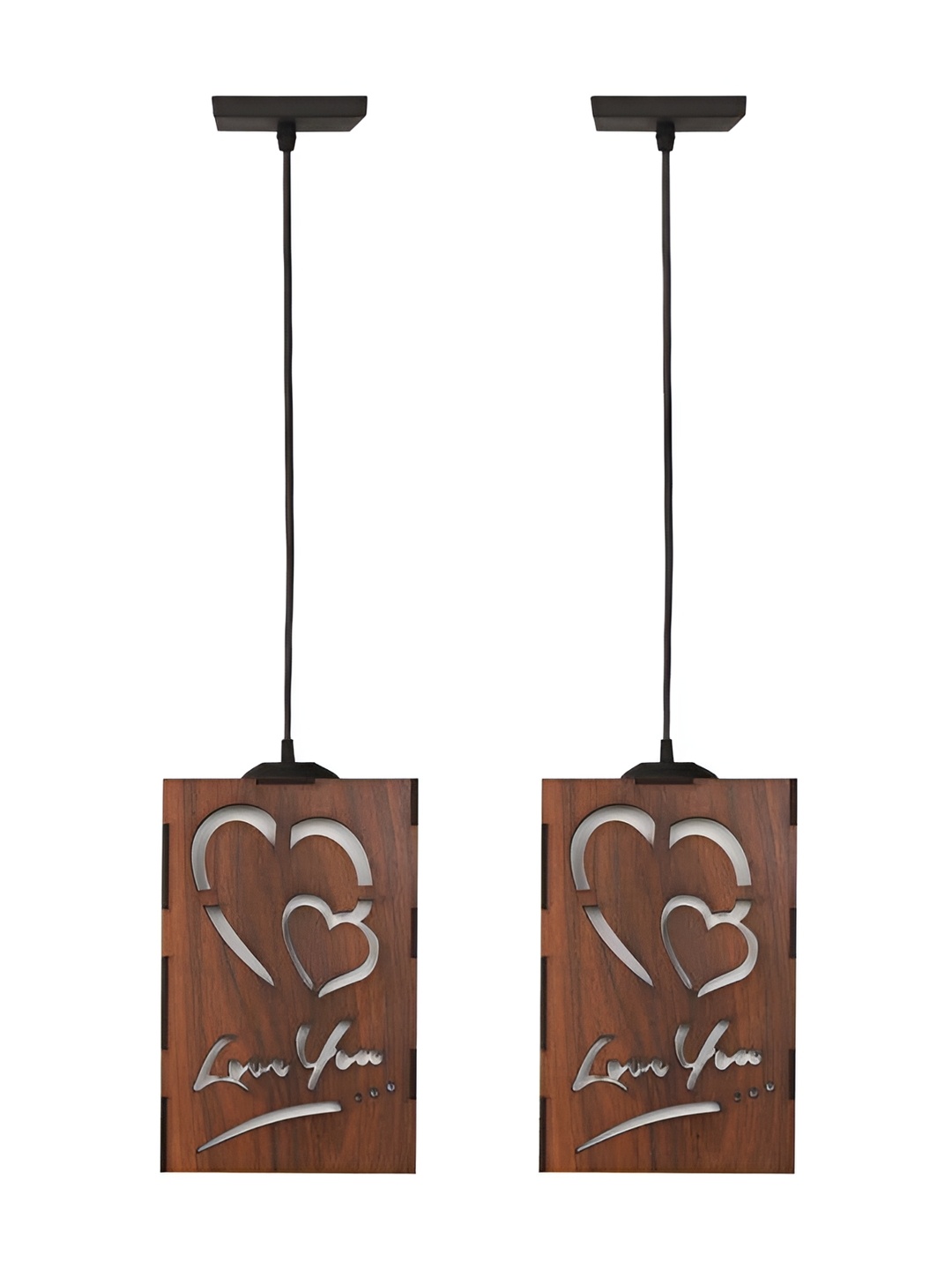 

Afast Black & Brown 2 Pieces Textured Wooden Rectangle Ceiling Lamp