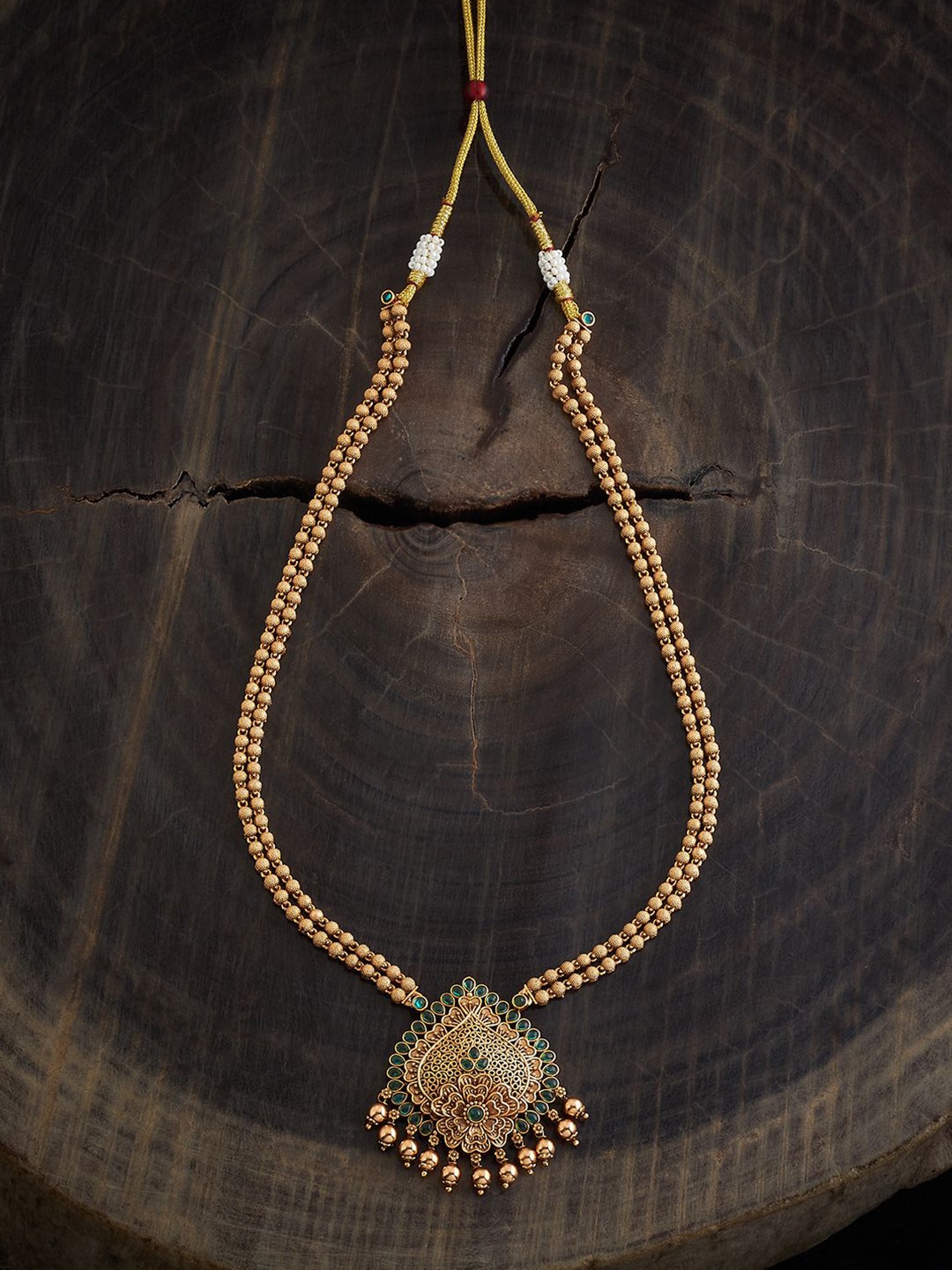 

Kushal's Fashion Jewellery Gold-Plated Stone Studded Antique Necklace