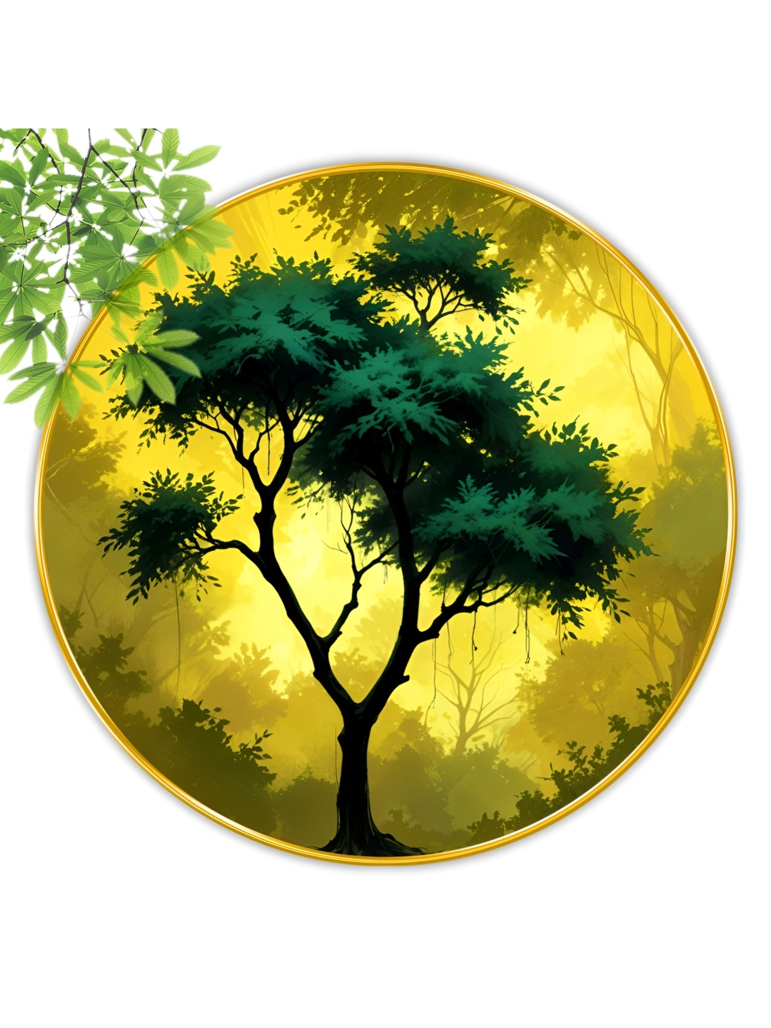 

Aura Yellow & Green Nature Round Shaped Wooden Wall Art