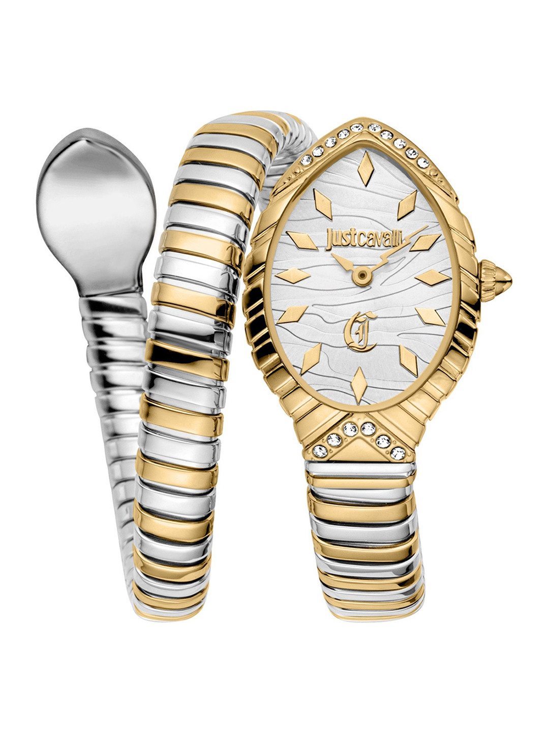 

Just Cavalli Unisex unica snake Embellished Dial & Wrap Around Straps Watch JC1L322M0055, Silver