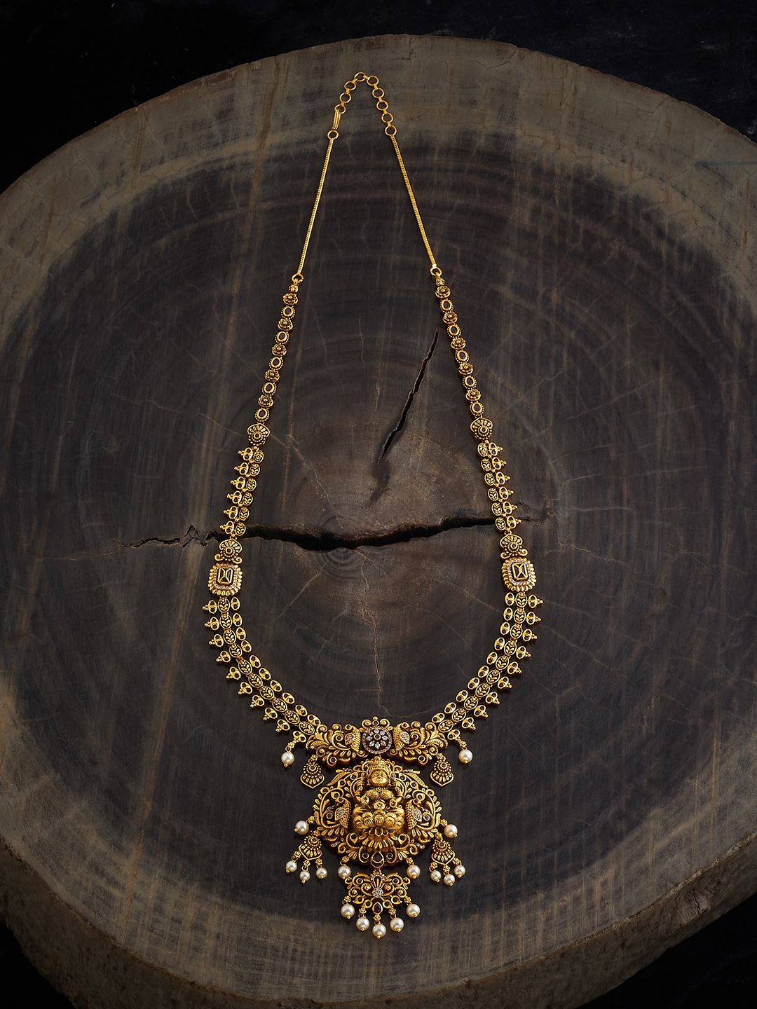 

Kushal's Fashion Jewellery Gold-Plated Stones Studded Antique Necklace