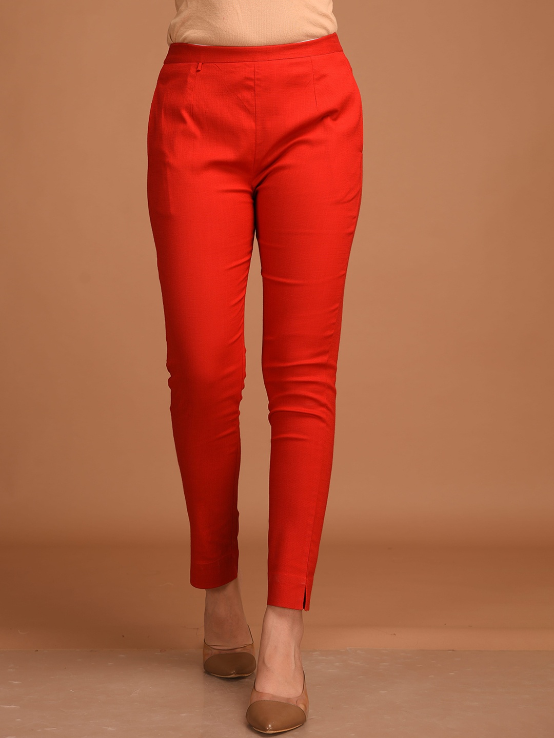 

Cloth Bites Women Cotton Regular Trousers, Red
