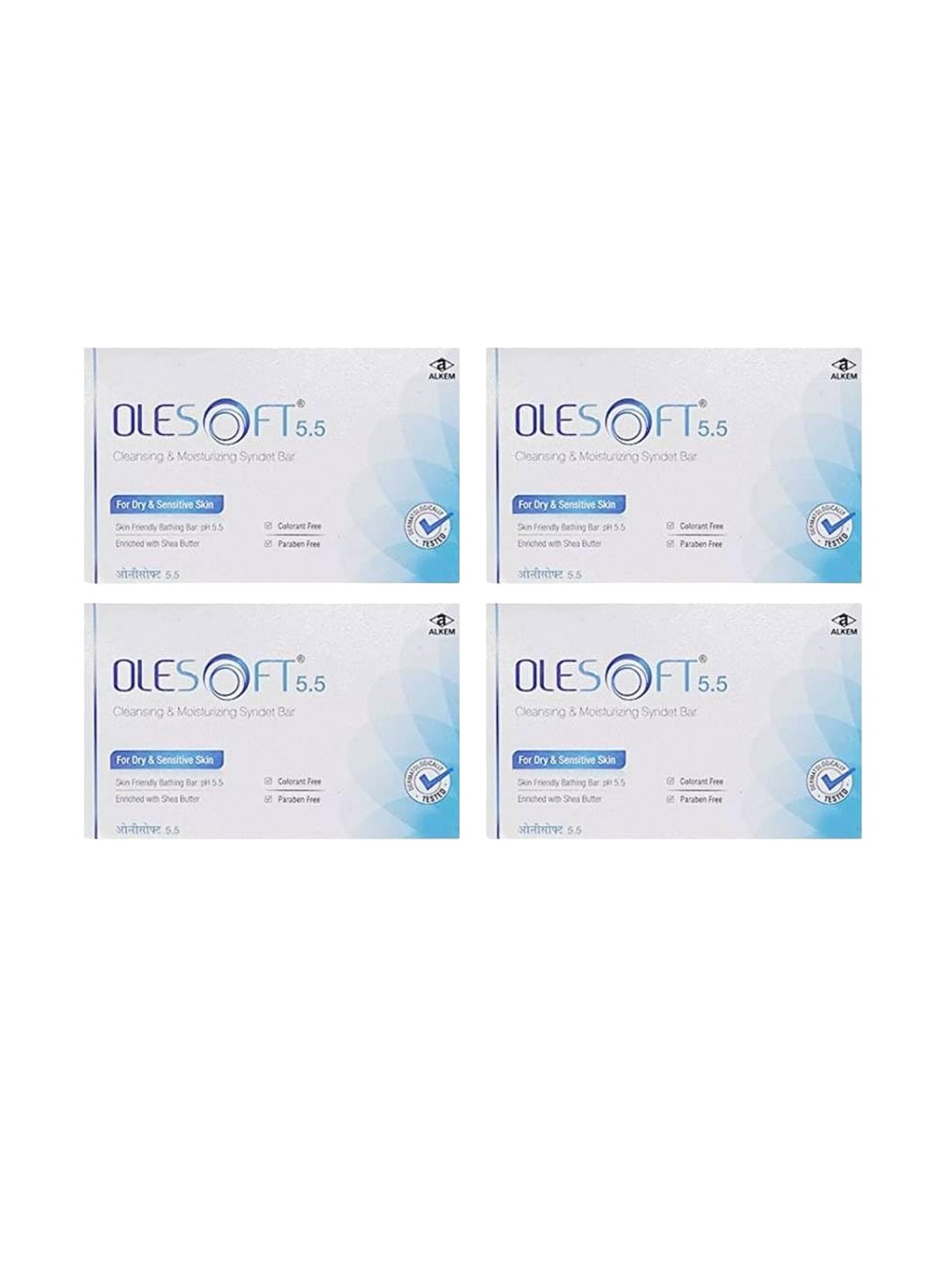 

OLESOFT Set Of 4 Cleansing & Moisturizing Syndet Bar - 75 gm Each, White