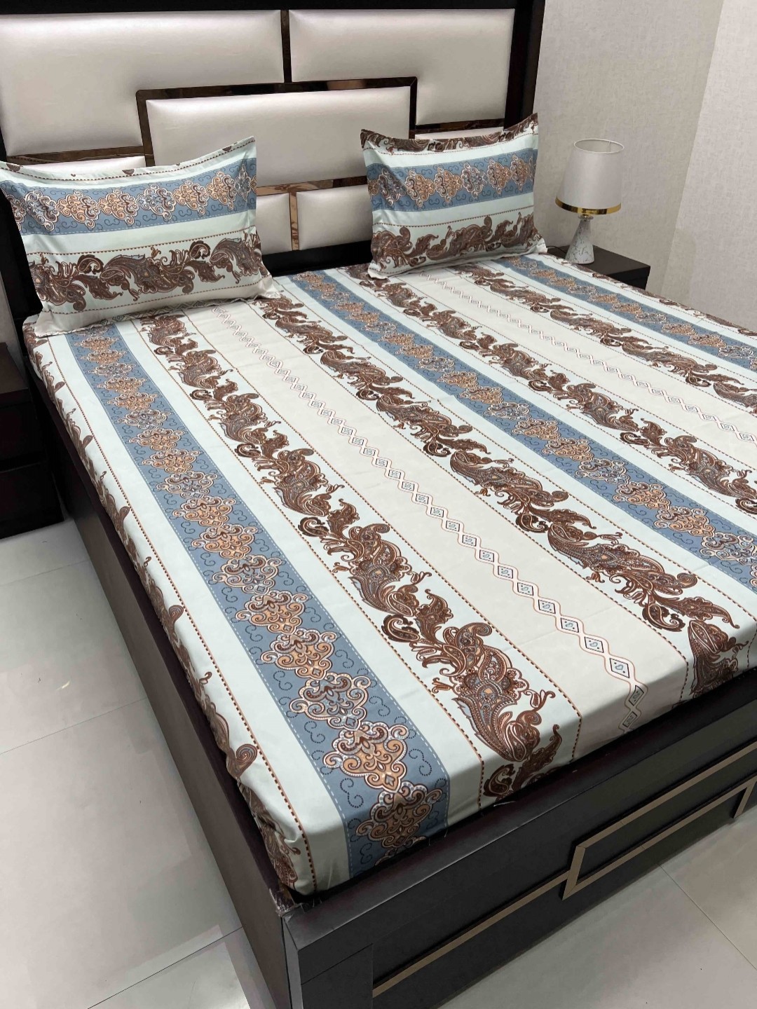 

Pure Decor Blue Ethnic Motifs Printed 260 TC Microfiber Queen Bedsheet & 2 Pillow Covers