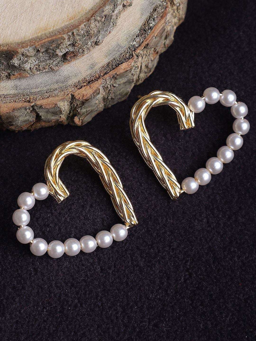 

ELLE Gold-Plated Contemporary Pearls Beaded Hoop Earrings