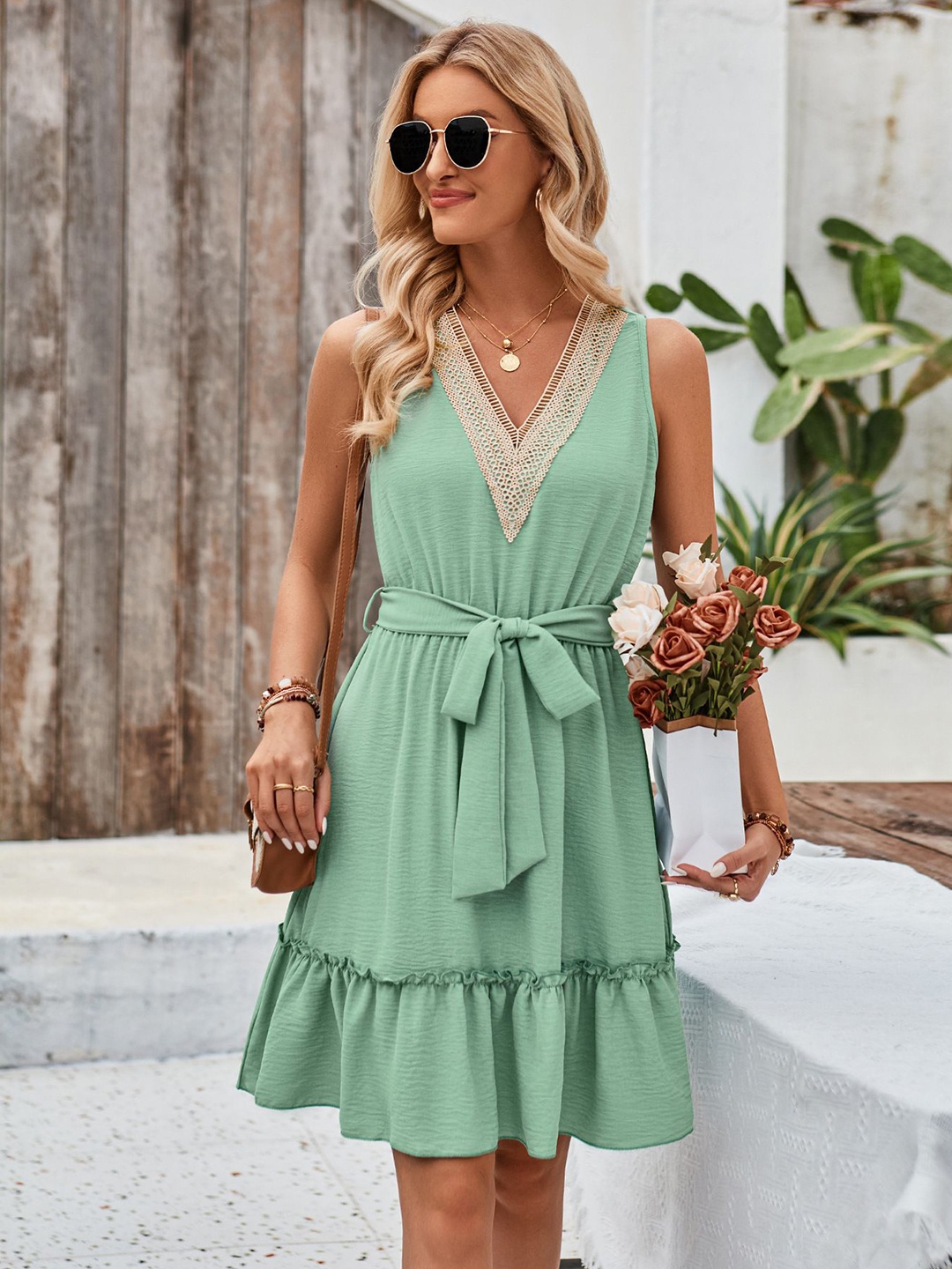 

StyleCast Women Sleeveless Fit and Flare Dress, Green