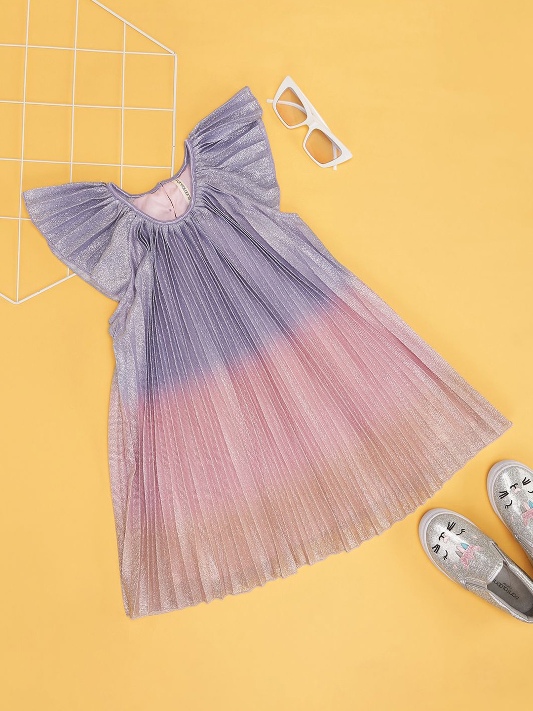 

Pantaloons Junior Girls Self Design A-Line Dress, Purple