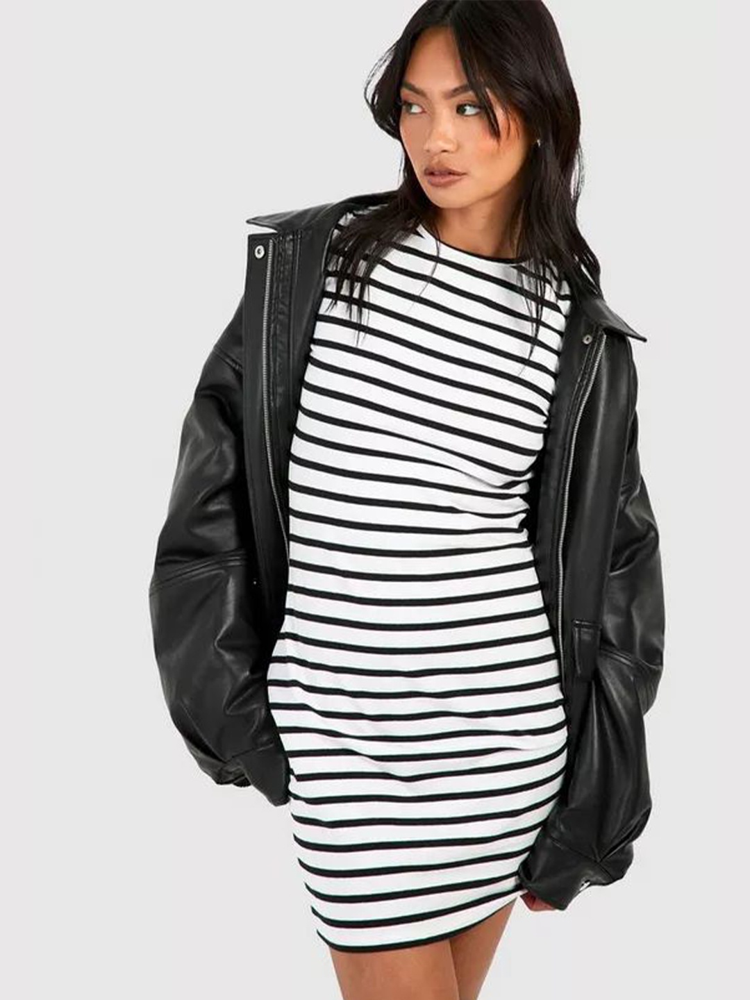 

BALA INDIA Women Striped T-shirt Dress, Black