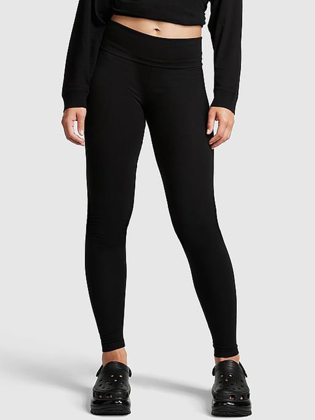 

Victoria's Secret PINK Cotton Ankle-Length Gym Tights, Black