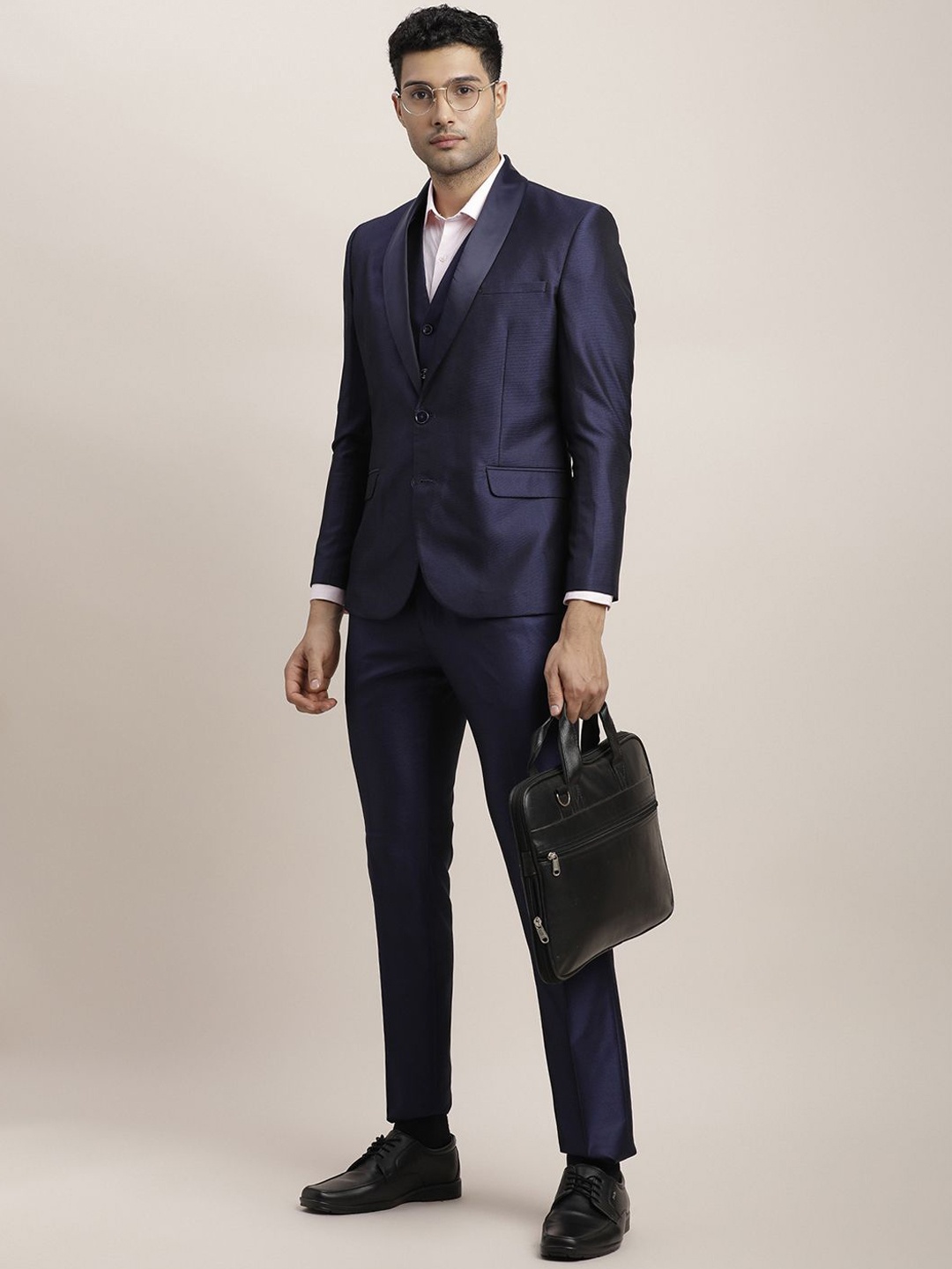 

Turtle Men Pure Cotton 3 Pieces Single-Breasted Suits, Blue