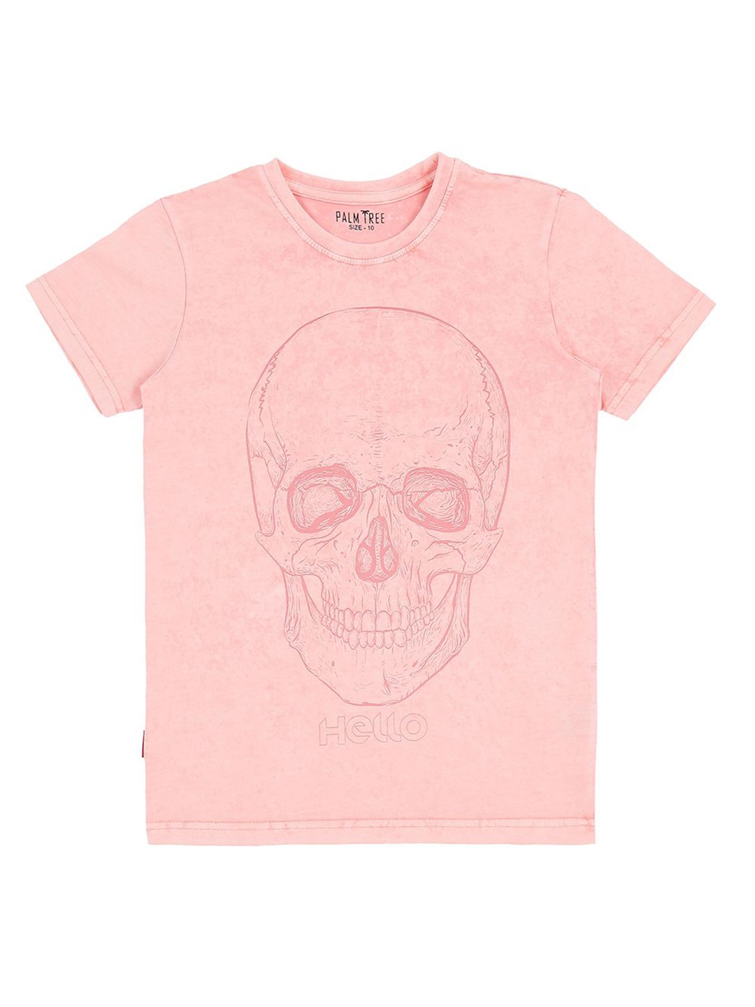 

Palm Tree Boys Graphic Printed Round Neck Cotton T-shirt, Pink