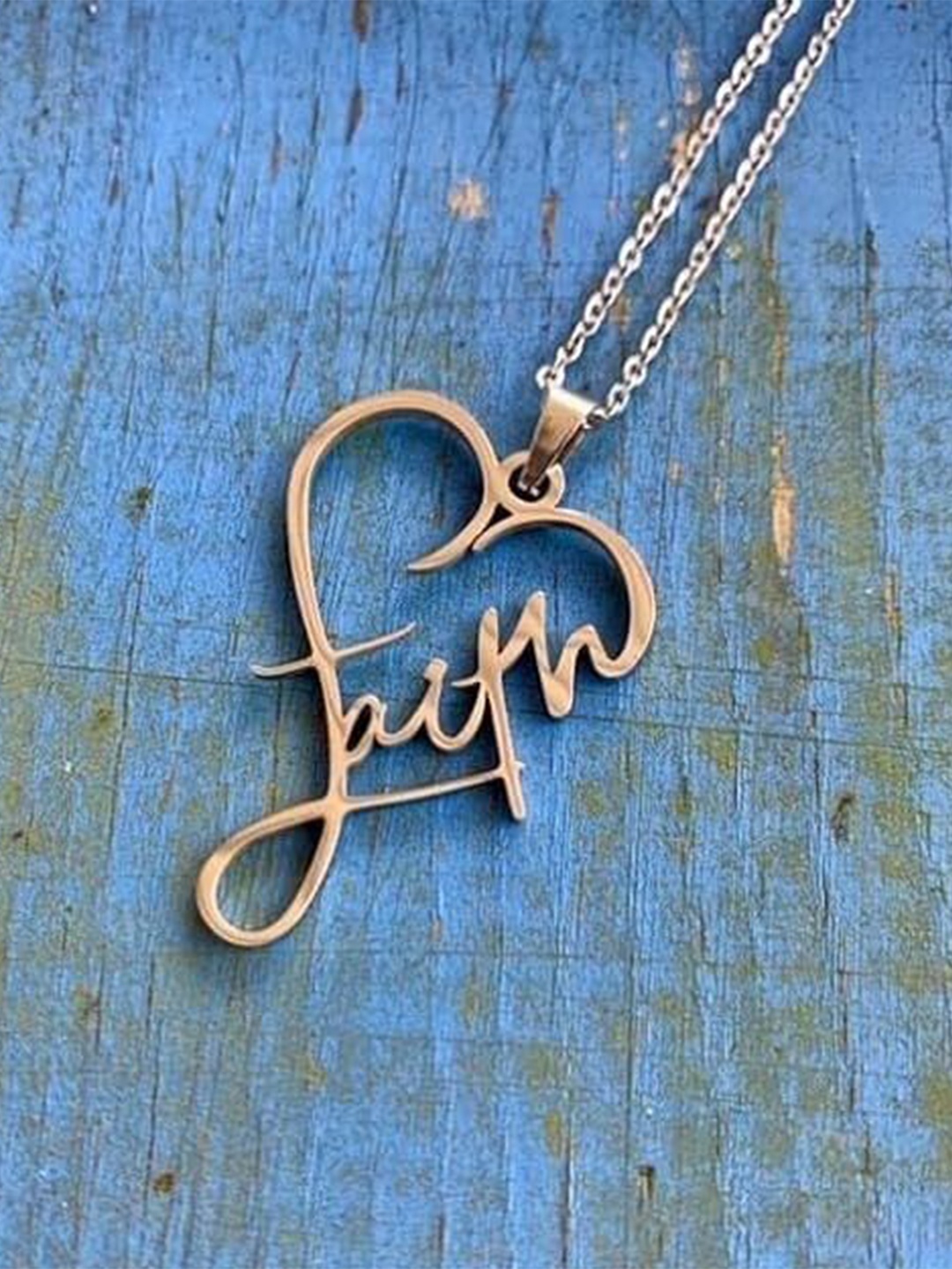 

MEENAZ Gold-Plated Stainless Steel Heart Shaped Pendants with Chains